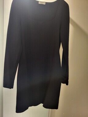 Babaton Black Long Sleeve Scoop Neck Mini Dress